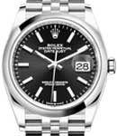 Datejust 36mm in Steel with Domed Bezel on Jubilee Bracelet with Black Index Dial