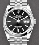 Datejust 36mm in Steel with Domed Bezel on Jubilee Bracelet with Black Index Dial