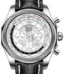 Bentley B05 Unitime Chronograph 49mm in Steel on Black Crocodile Leather Strap with Arctica White Dial
