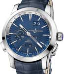 Perpetual Calendars Manufature in Platinum on Blue Alligator Leather Strap with Blue Dial