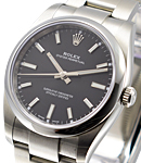 Air King 34mm in Steel with Smooth Bezel on Oyster Bracelet with Black Stick Dial