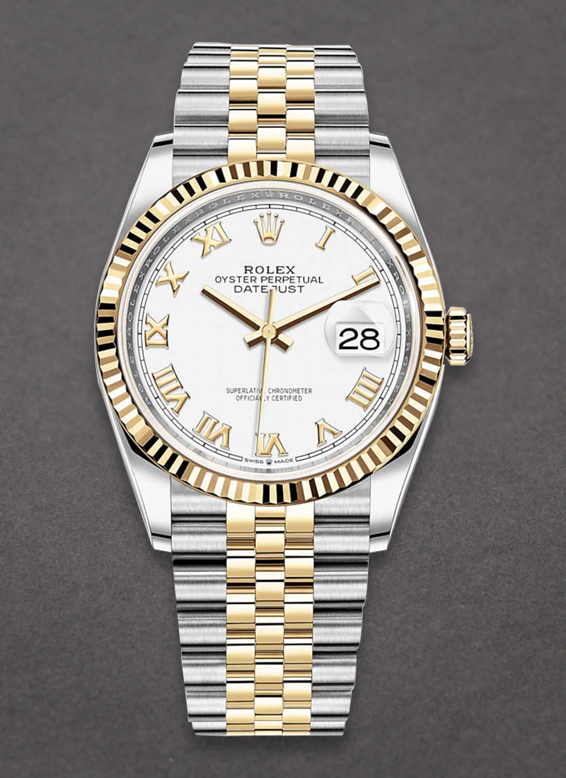 Pre-Owned Rolex Datejust 36mm in Steel with Yellow Gold Fluted Bezel