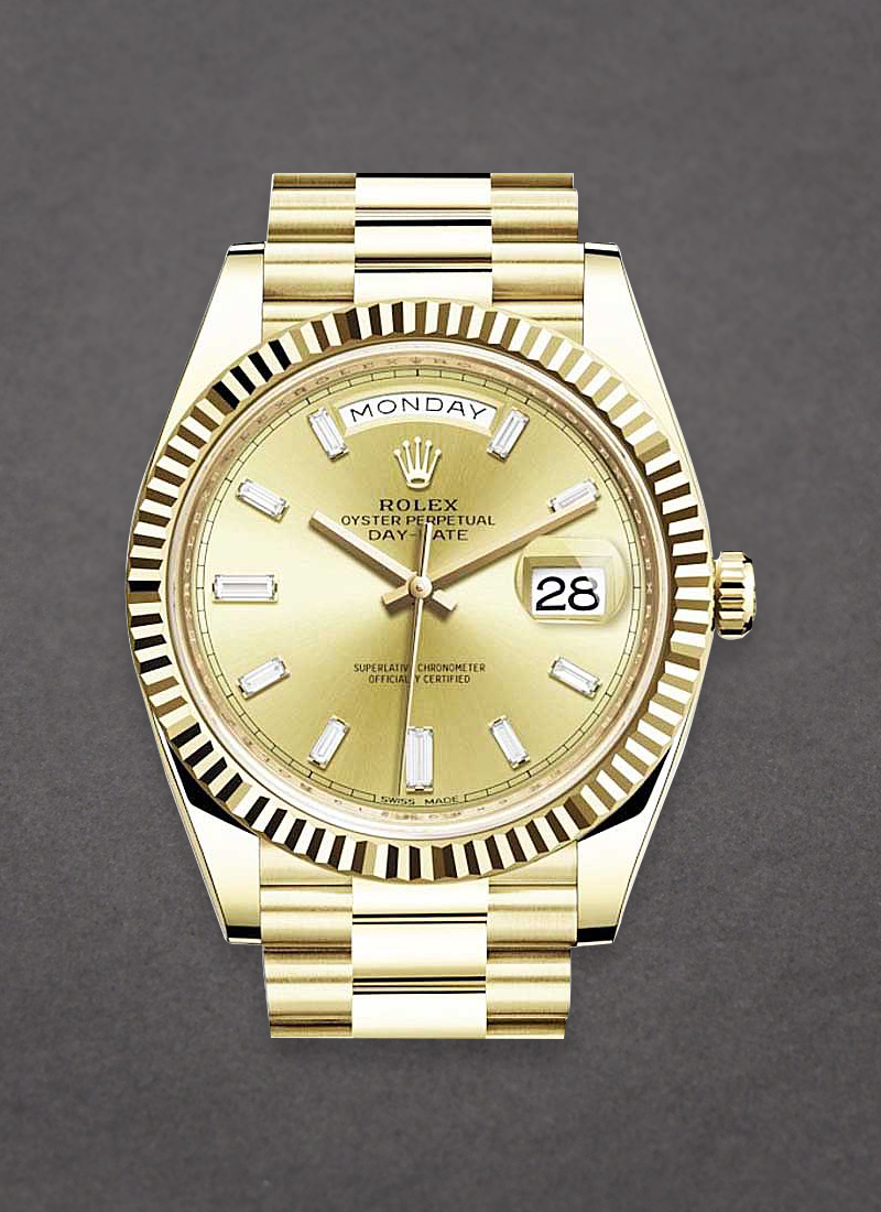 Pre-Owned Rolex Day Date 40mm in Yellow Gold with Fluted Bezel