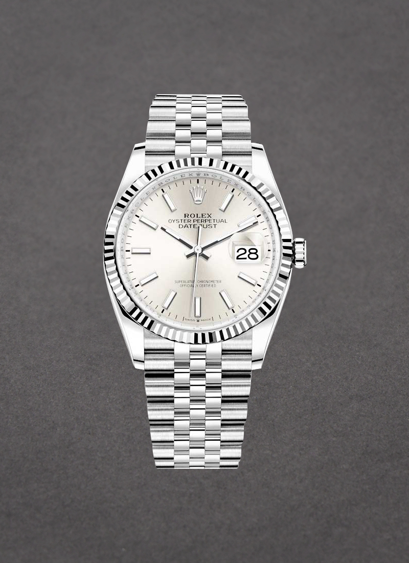 Rolex Unworn Datejust 36mm in Steel and White Gold Fluted Bezel