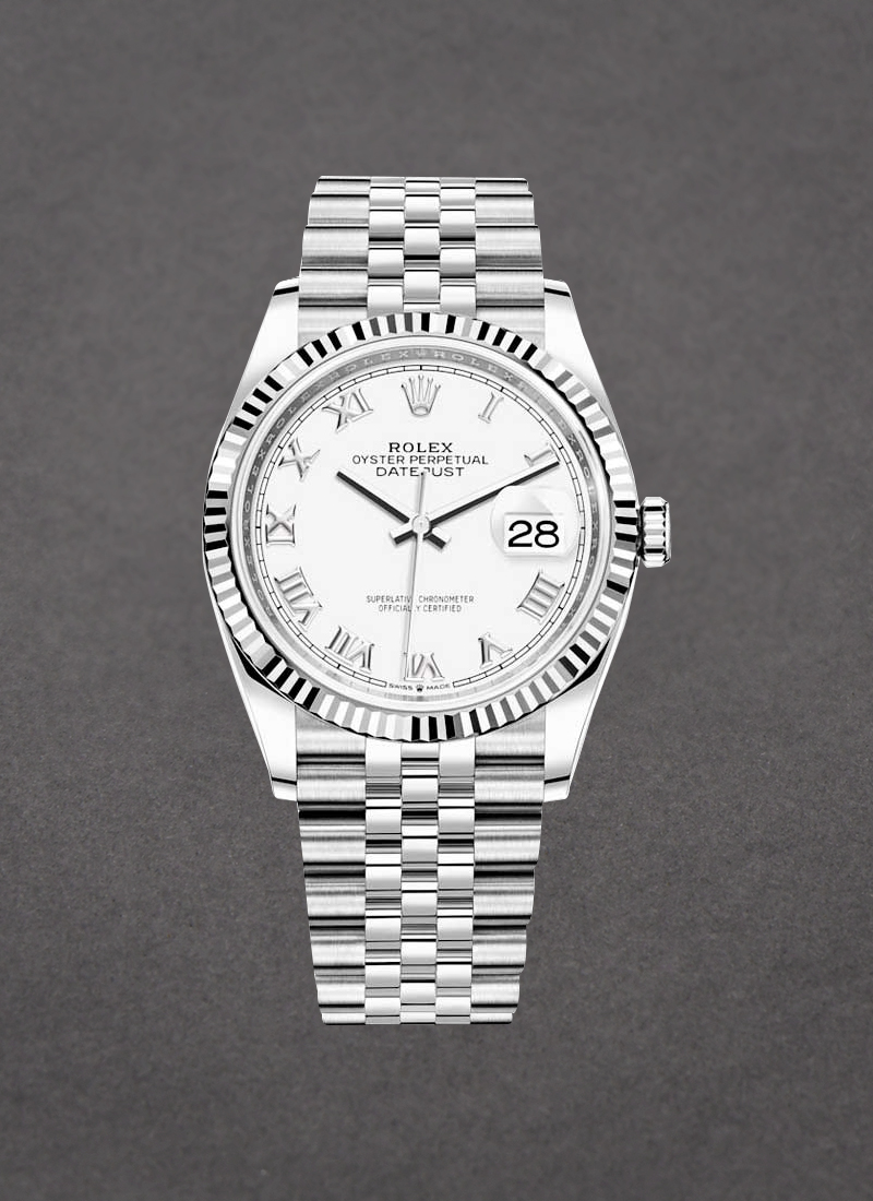 Rolex Unworn Datejust 36mm in Steel and White Gold Fluted Bezel