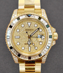 GMT Master II 40mm in Yellow Gold with Diamond Bezel and Lugs on Oyster Bracelet with Pave Diamond Dial