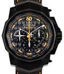 Admirals Cup Black Challenge 48 in Black PVD on Black Fabric Strap with Black Skull Motif Dial
