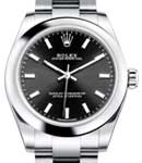 Oyster Perpetual No Date in Steel with Domed Bezel on Oyster Bracelet with Black Index Dial