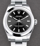 Oyster Perpetual No Date in Steel with Domed Bezel on Oyster Bracelet with Black Index Dial