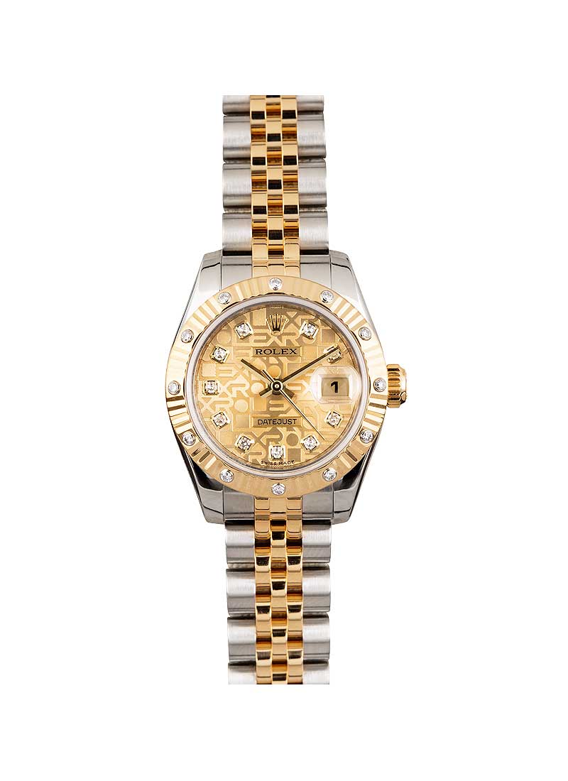 Pre-Owned Rolex Datejust Lady's in Steel with Yellow Gold 12 Diamond Bezel