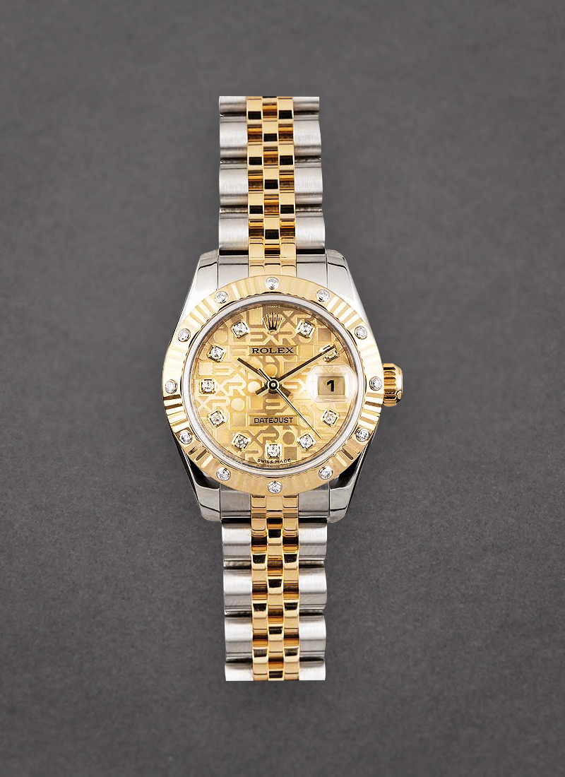 Pre-Owned Rolex Datejust Lady's in Steel with Yellow Gold 12 Diamond Bezel