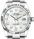 Datejust 36mm in Steel with White Gold Fluted Bezel on Oyster Bracelet with MOP Diamond Dial