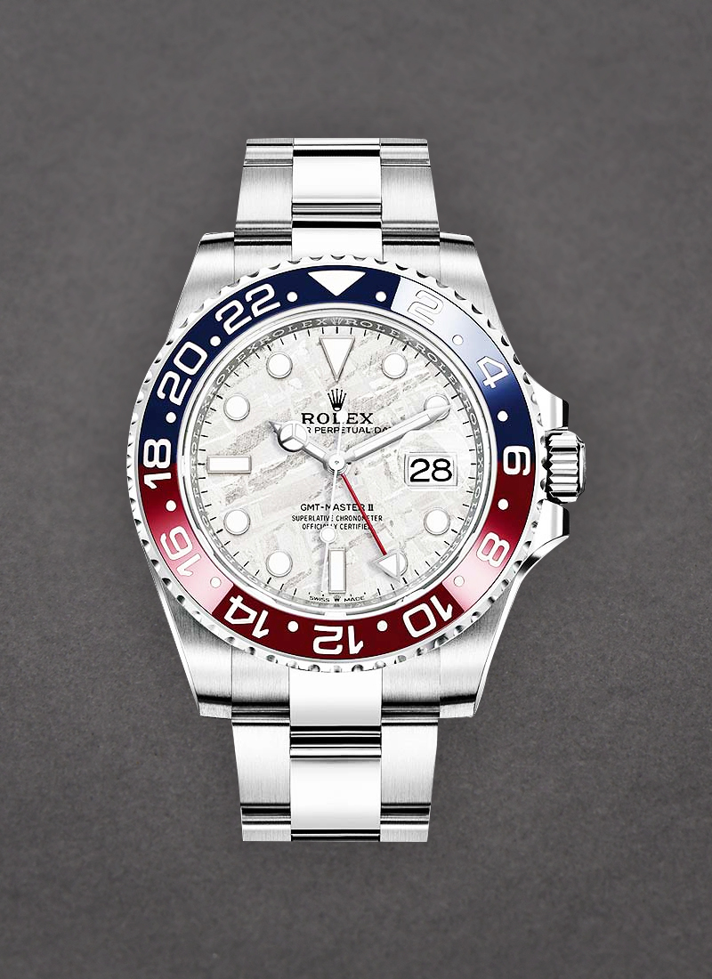 Rolex Unworn GMT Master II in White Gold with Red and Blue Ceramic Bezel