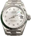 President 26mm in White Gold with Fluted Bezel on President Bracelet with MOP Arabic Dial
