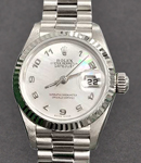 President 26mm in White Gold with Fluted Bezel on President Bracelet with MOP Arabic Dial