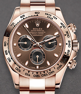 Daytona Cosmograph in Rose Gold with Engraved Bezel on Oyster Bracelet with Chocolate Index Dial