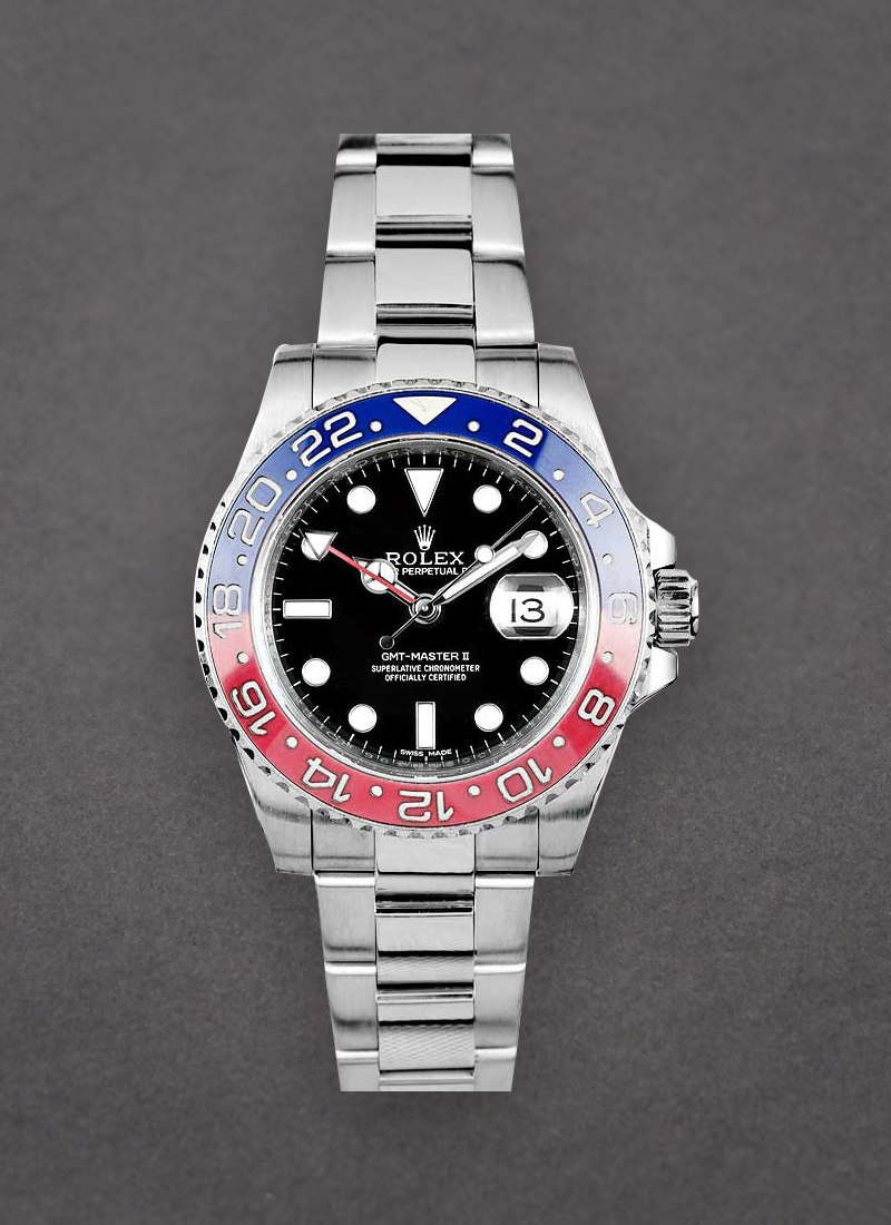 Pre-Owned Rolex GMT Master II Red and Blue Ceramic Bezel 18K White Gold