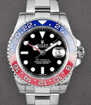 GMT Master II Red and Blue Ceramic Bezel 18K White Gold on Oyster Bracelet with Black Dial