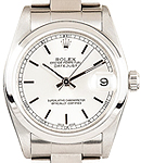 Mid Size Datejust 31mm in Steel with Smooth Bezel on Oyster Bracelet with Silver Stick Dial