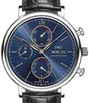 Portofino Chronograph 150 Years Edition in Steel on Black Alligator Leather Strap with Blue Dial