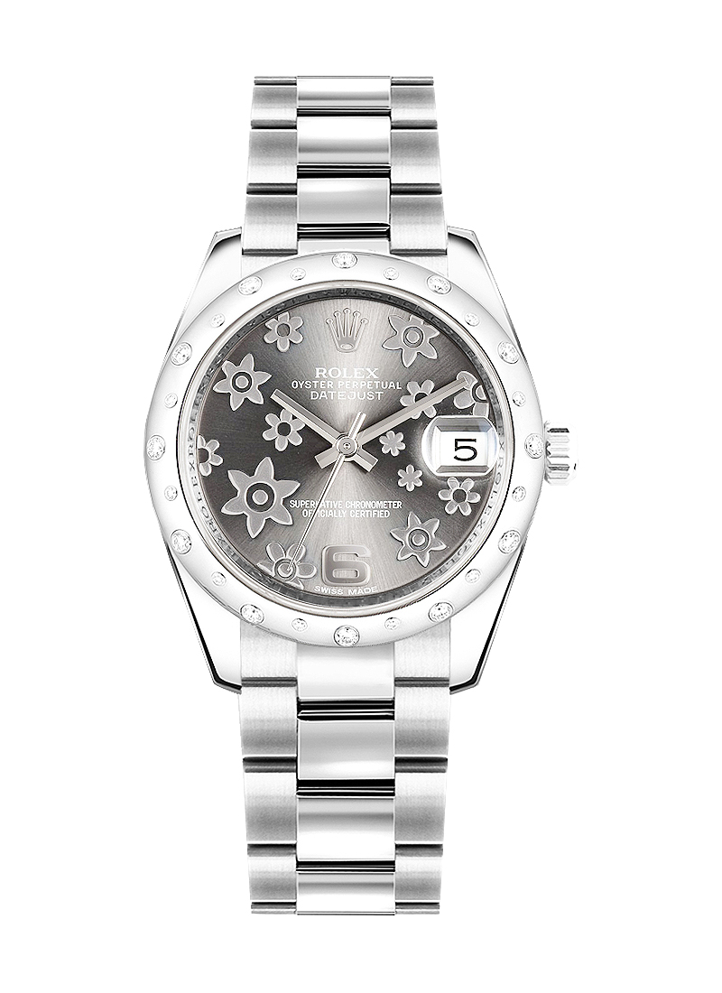 Pre-Owned Rolex Midsize Datejust 31mm in Steel with Scattered Diamond Bezel