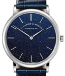 Saxonia Thin 39mm in White Gold on Blue Crocodile Leather Strap with Blue Copper Sparkle Dial