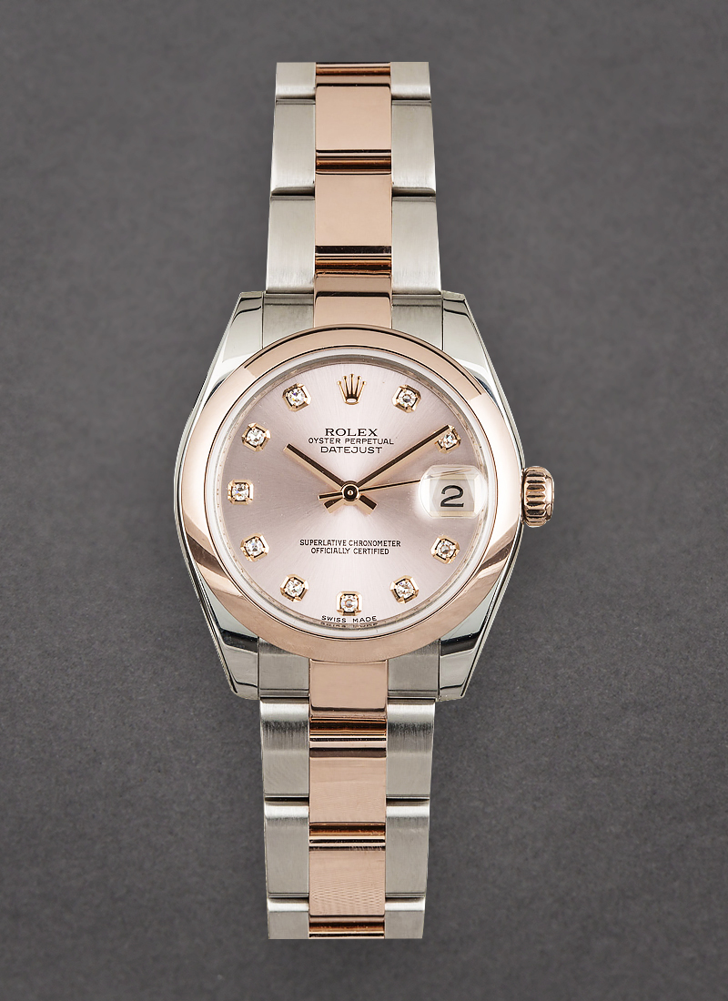 Pre-Owned Rolex Datejust 31mm in Steel with Rose Gold Smooth Bezel