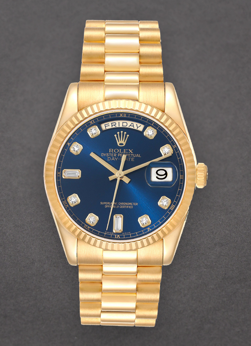 Pre-Owned Rolex Presidential New Style 36mm in Yellow Gold with Fluted Bezel