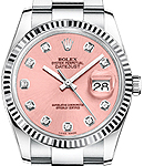 Datejust 36mm in Steel with White Gold Fluted Bezel  on Oyster Bracelet with Pink Diamond Dial
