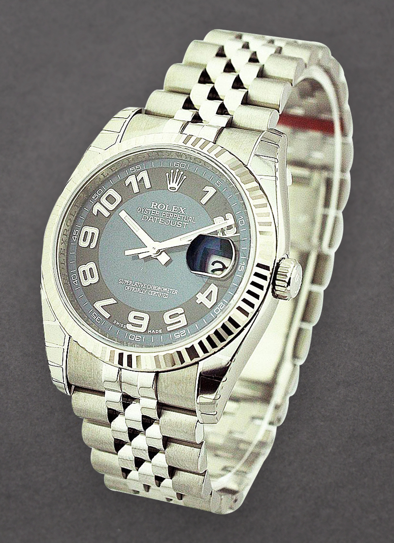 Pre-Owned Rolex Datejust 36mm in Steel with White Gold Fluted Bezel  