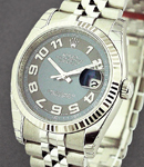 Datejust 36mm in Steel with White Gold Fluted Bezel   on Jubilee Bracelet with Blue/Black Arabic Dial