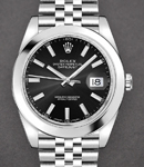 Datejust 41mm in Steel with Smooth Bezel on Jubilee Bracelet with Black Stick Dial