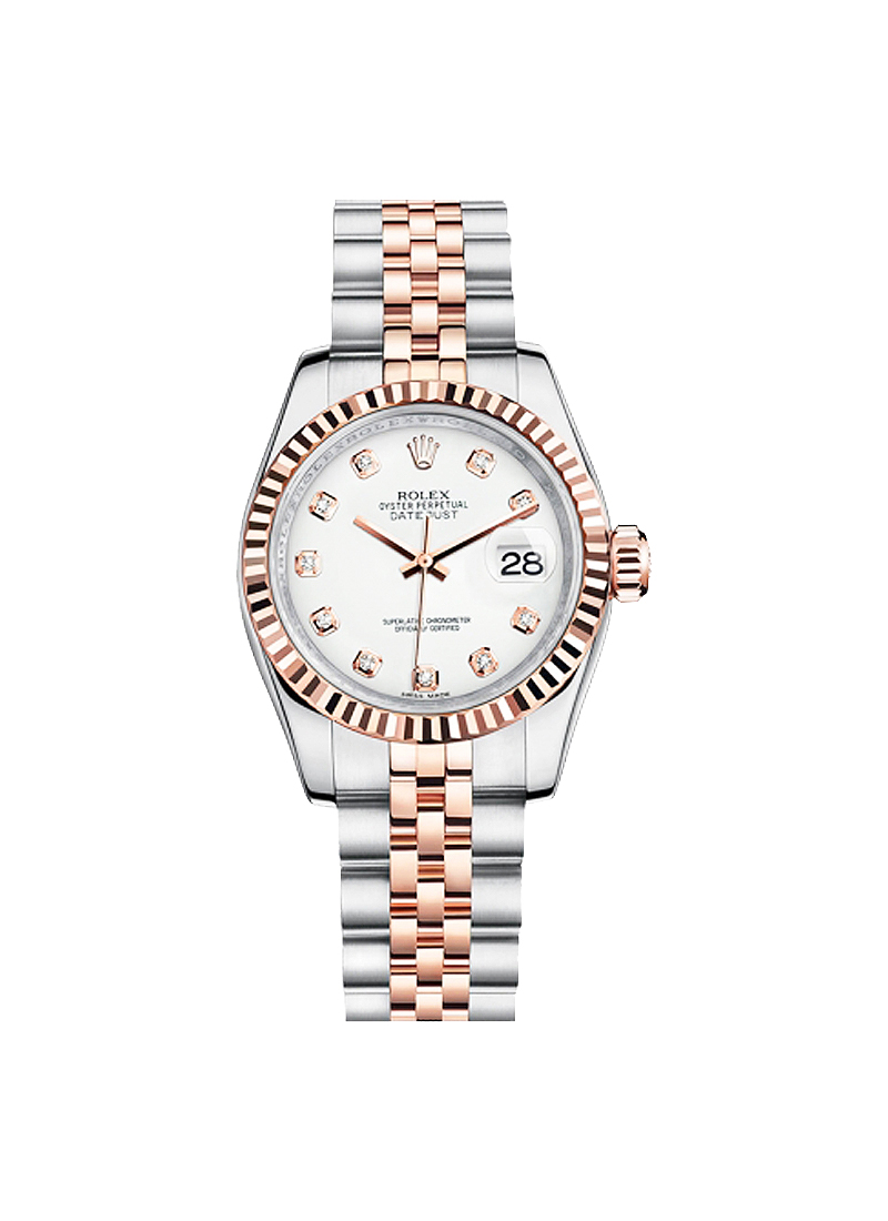 Pre-Owned Rolex DateJust 26mm in Steel with Rose Gold Fluted Bezel