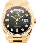 President Day-Date 36mm in Yellow Gold with Fluted Bezel on President Bracelet with Grey Diamond Dial
