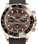 Daytona Chronograph in Rose Gold with Ceramic Bezel on Rubber Strap with Chocolate Stick Dial - Black Subdials