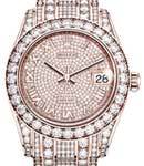 Masterpiece Midsize in Rose Gold with Diamond Bezel on Pearlmaster Bracelet with Pave Diamond Roman Dial