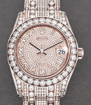 Masterpiece Midsize in Rose Gold with Diamond Bezel on Pearlmaster Bracelet with Pave Diamond Roman Dial