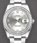 Datejust 36mm in Steel with Diamond Bezel on Oyster Bracelet with Silver Roman Dial