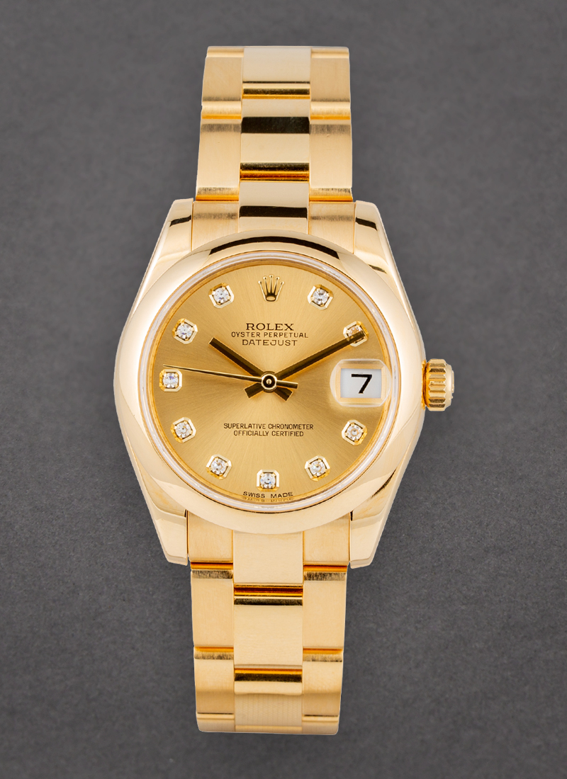 Pre-Owned Rolex Midsize President 31mm in Yellow Gold with Domed Bezel