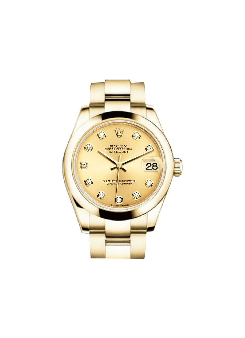 Pre-Owned Rolex Midsize President 31mm in Yellow Gold with Domed Bezel