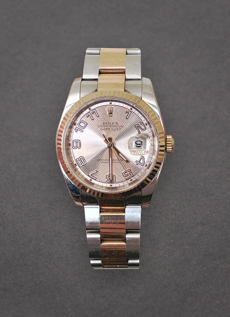 Pre-Owned Rolex Datejust 36mm in Steel with Rose Gold Fluted Bezel