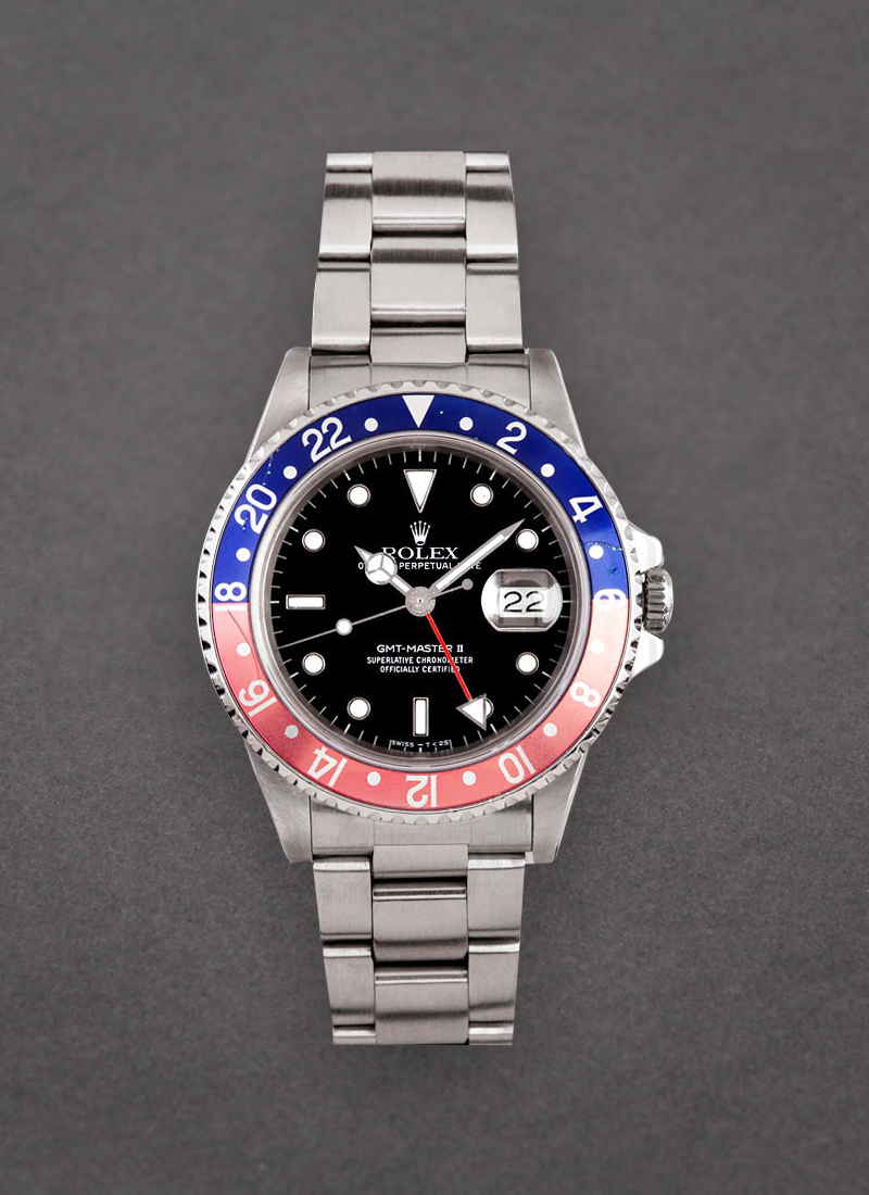 Pre-Owned Rolex GMT-Master II in Steel with Blue and Red Pepsi Bezel