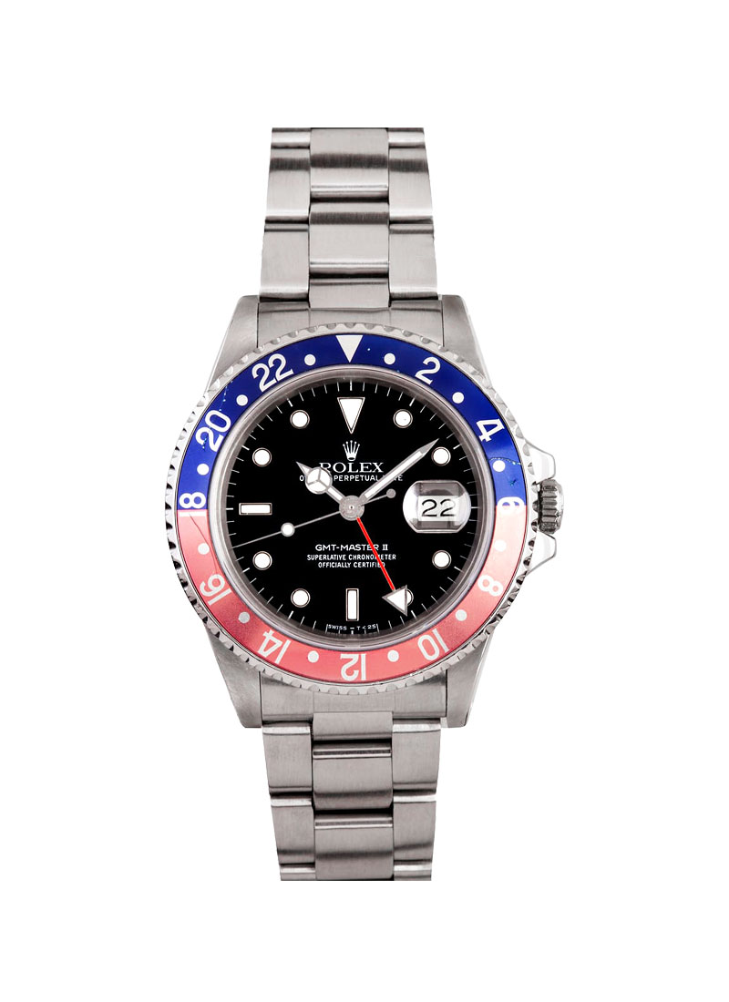 Pre-Owned Rolex GMT-Master II in Steel with Blue and Red Pepsi Bezel