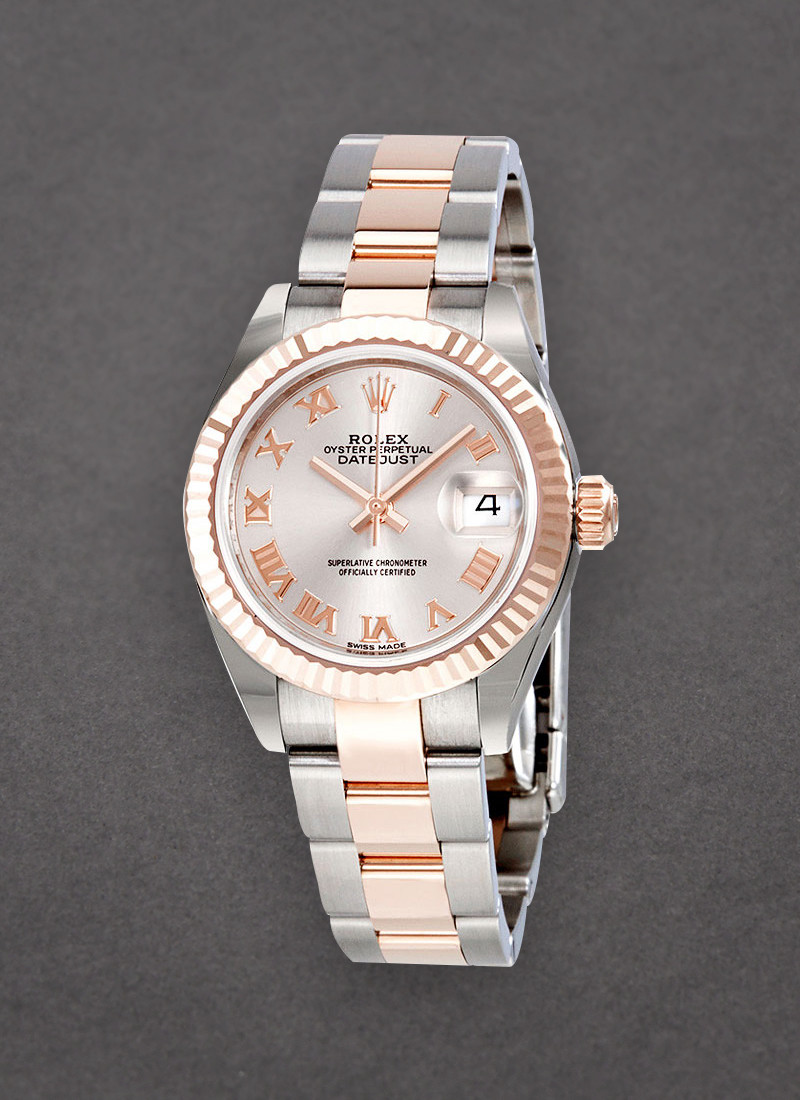 Pre-Owned Rolex Lady's Datejust 26mm in Steel with Rose Gold Fluted Bezel