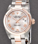 Lady's Datejust 26mm in Steel with Rose Gold Fluted Bezel on Oyster Bracelet with Sundust Roman Dial