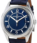 Fiftysix Automatic 40mm in Steel on Blue Alligator Leather Strap with Blue Dial