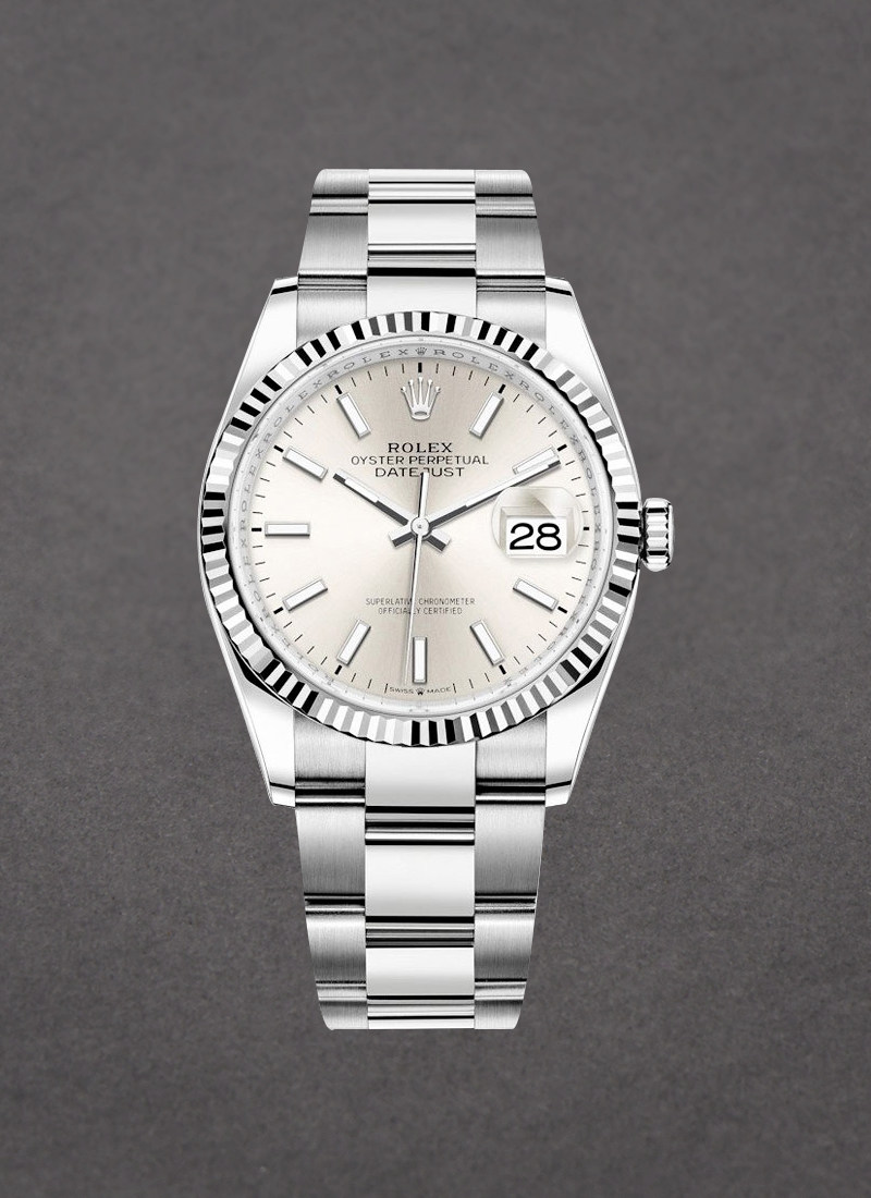 Rolex Unworn Datejust 36mm in Steel and White Gold Fluted Bezel