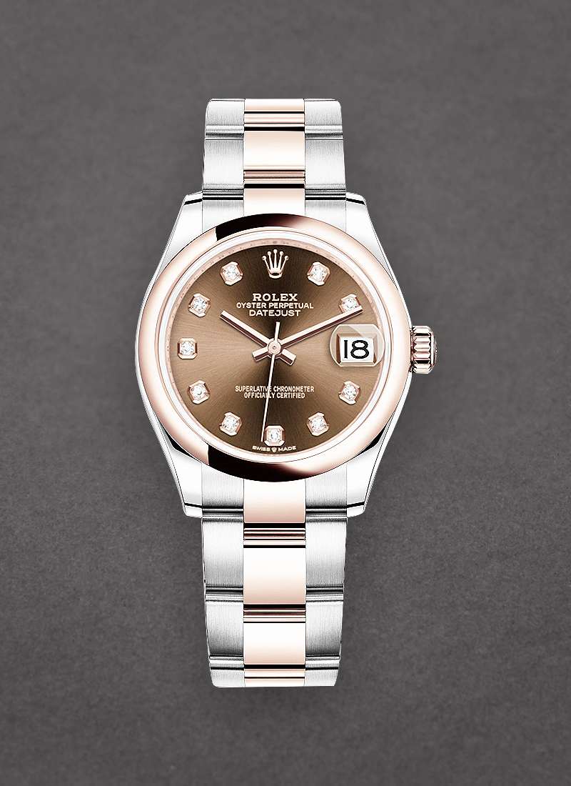 Rolex Unworn Midsize Datejust 31mm in Steel with Rose Gold Domed Bezel