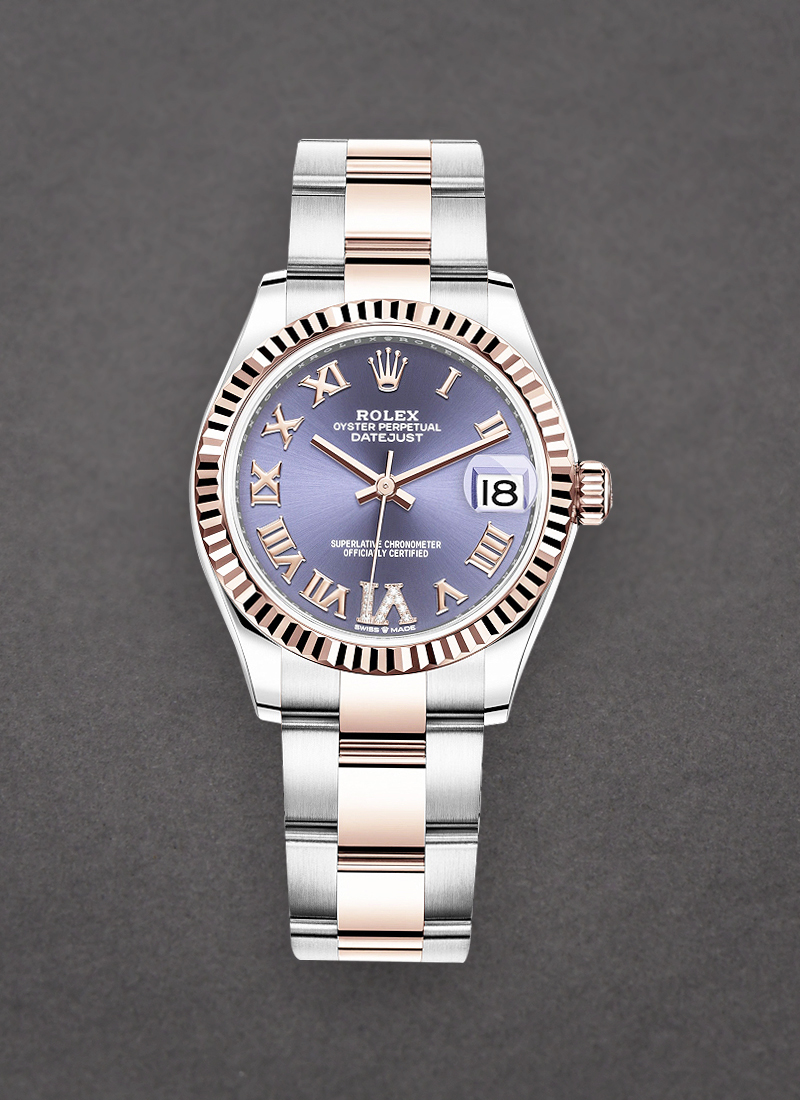 Rolex Unworn Midsize Datejust 31mm in Steel with Rose Gold Fluted Bezel