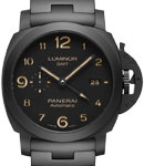 PAM 1438- Tuttonero Luminor GMT 44mm in Black Ceramic on Black Ceramic Bracelet with Black Dial